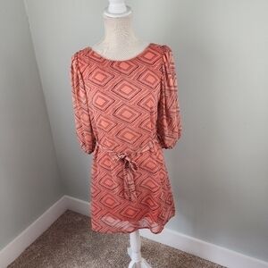 TRAC WOMEN'S BELTED WAIST COLD SHOULDER LINED DRESS SIZE SMALL